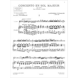Concerto en Sol Majeur Opus 3, N 3 : pour violon & piano